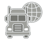 LKW für internationalen Versand vor Globus, Logistik und Transport.