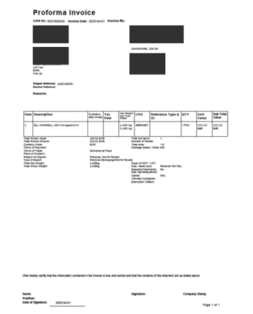 DHL Express Proforma