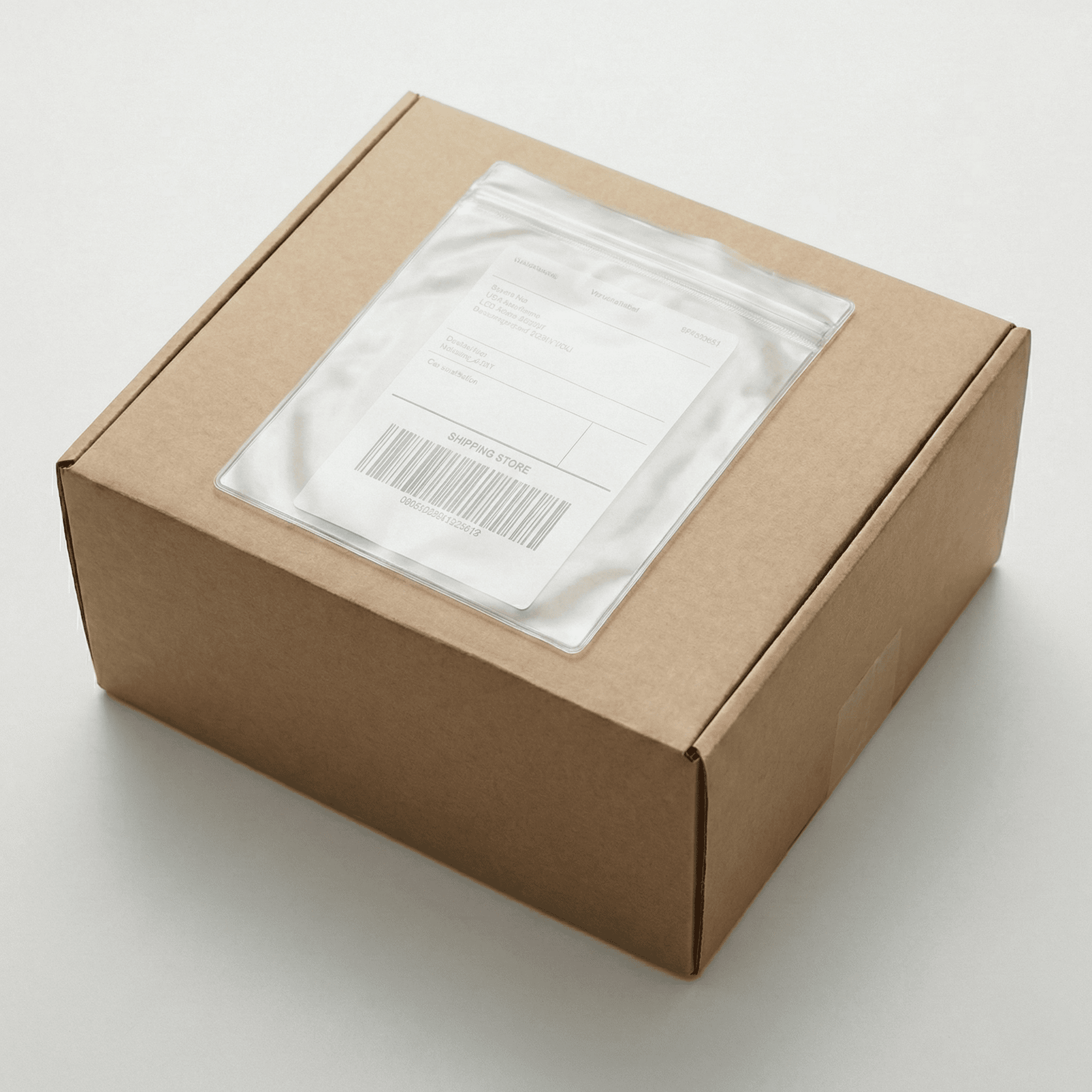Versandverpackung mit Versandetikett für weltweiten Versand.
