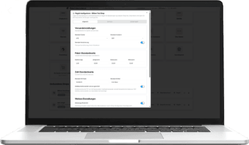 Laptop mit Versand- und Versandoptionen im Online-Shop verwalten.