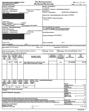 UPS Proforma